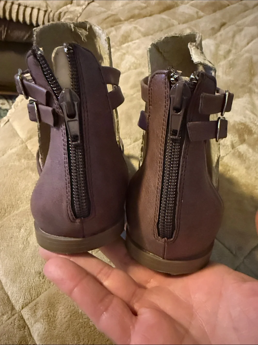 Journee Collection Brown Strappy Wrap Sandals with Nude Footbed